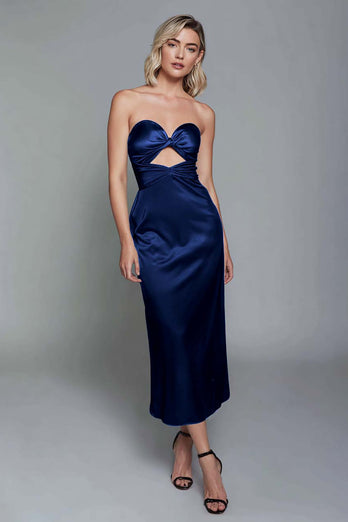 Dark Green Sheath Satin Sweetheart Ankle Length Formal Dress