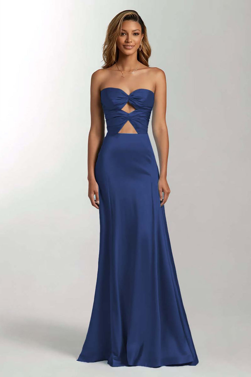 Load image into Gallery viewer, Sky Blue Mermaid Sweetheart Satin Long Formal Dress