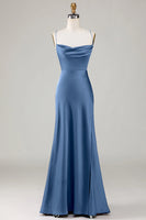 Load image into Gallery viewer, Simple A Line Lace-Up Back Burgundy Long Bridesmaid Dress with Criss Cross Back