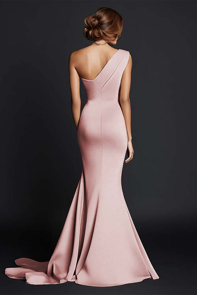 Load image into Gallery viewer, Dusty Rose One Shouder Mermaid Long Satin Formal Dress