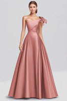Load image into Gallery viewer, Dusty Sage Ball Gown One Shoulder Satin Long Formal Dress