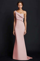 Load image into Gallery viewer, Dusty Rose One Shouder Mermaid Long Satin Formal Dress