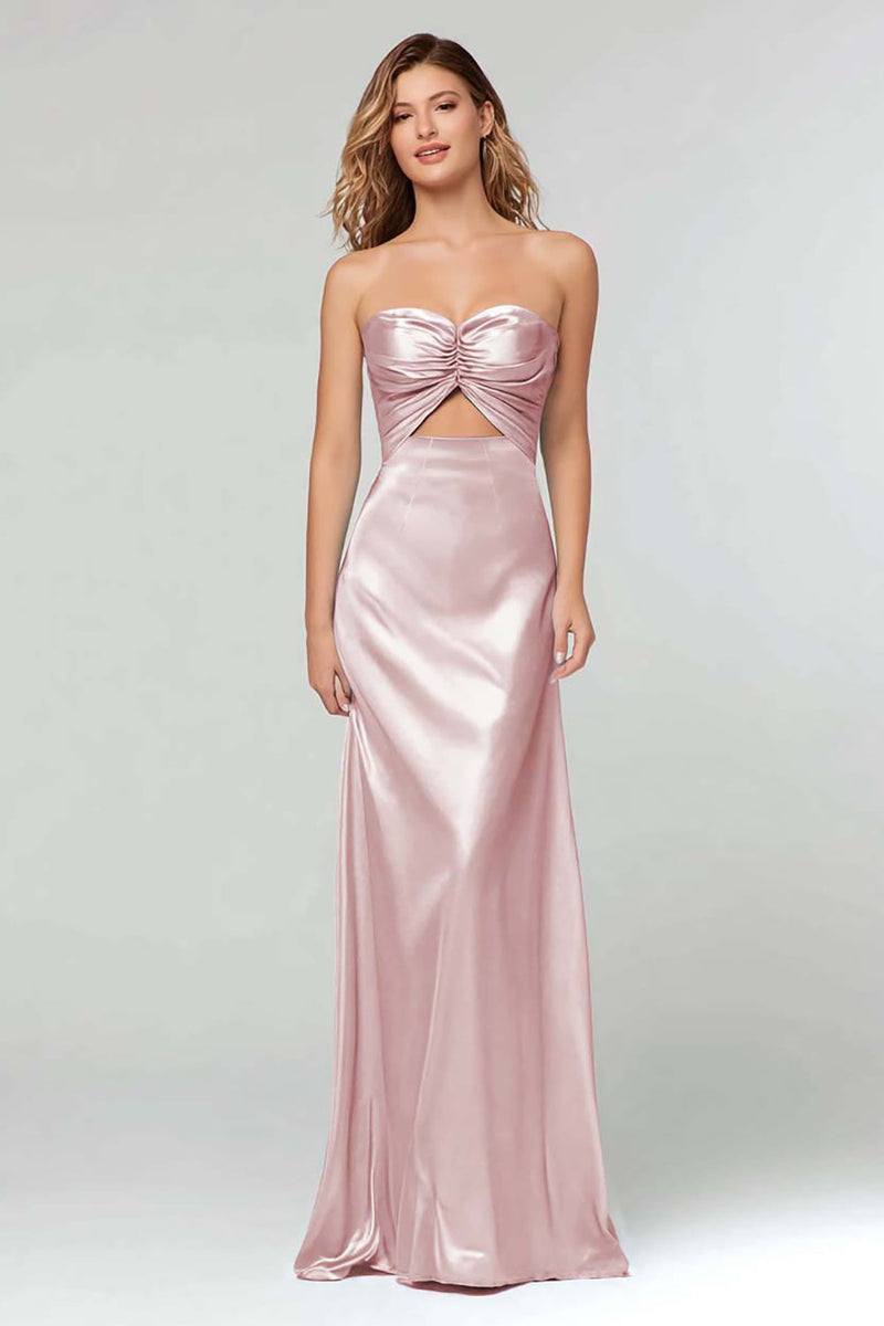 Load image into Gallery viewer, Light Blue Sweetheart Sheath Satin Long Formal Dress