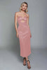Load image into Gallery viewer, Dusty Blue Sweetheart Sheath Cut Out Satin Ankle Length Formal Dress