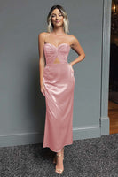 Load image into Gallery viewer, Dark Green Sheath Sweetheart Satin Long Formal Dress