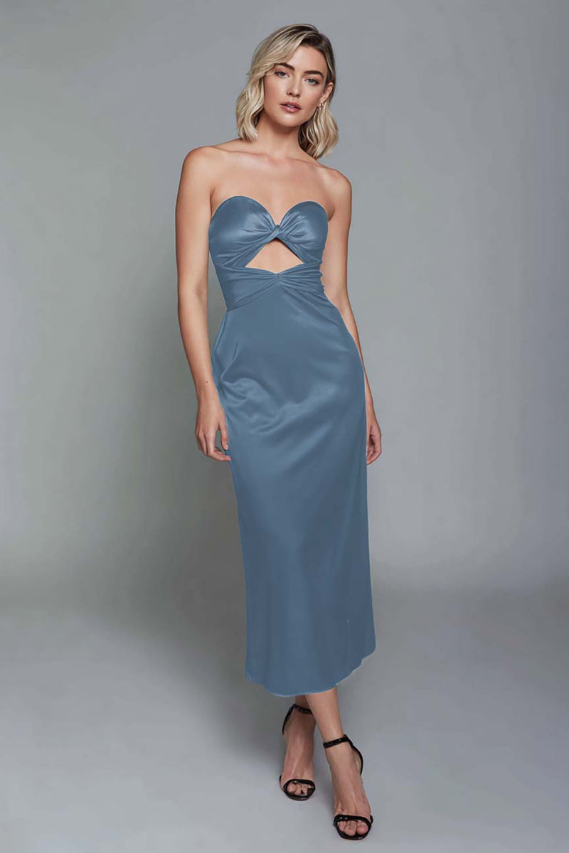 Load image into Gallery viewer, Dark Green Sheath Satin Sweetheart Ankle Length Formal Dress
