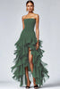Load image into Gallery viewer, Simple Burgundy Strapless Tiered Long Formal Dress with Slit
