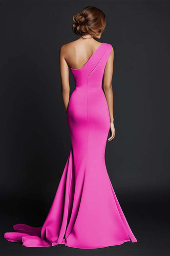 Dusty Rose One Shouder Mermaid Long Satin Formal Dress