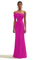 Load image into Gallery viewer, Dark Green Mermaid One Shoulder Ruched Long Formal Dress