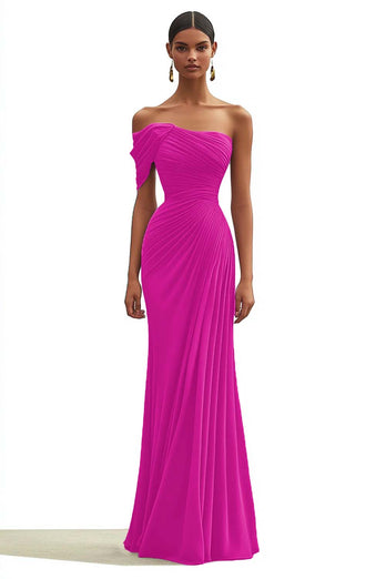 Dark Green Mermaid One Shoulder Ruched Long Formal Dress