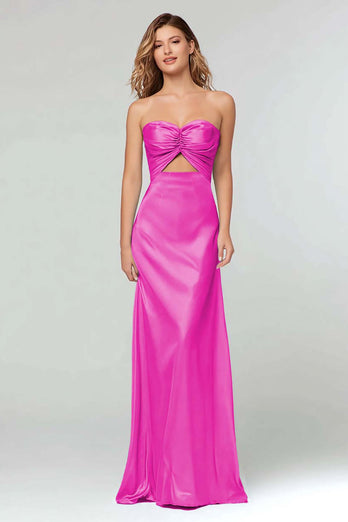 Light Blue Sweetheart Sheath Satin Long Formal Dress