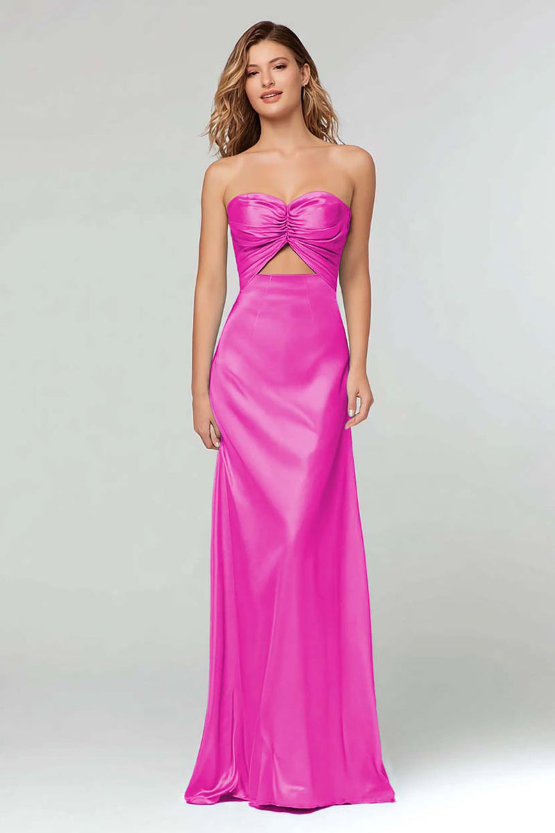 Load image into Gallery viewer, Light Blue Sweetheart Sheath Satin Long Formal Dress