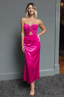 Load image into Gallery viewer, Dark Green Sheath Sweetheart Satin Long Formal Dress