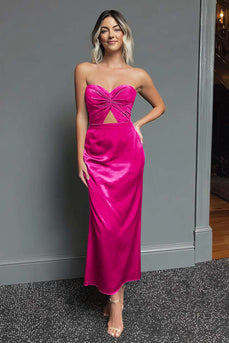 Dark Green Sheath Sweetheart Satin Long Formal Dress