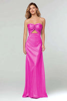 Load image into Gallery viewer, Black Sweetheart Sheath Satin Long Formal Dress