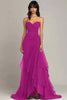 Load image into Gallery viewer, Dark Brown Sweetheart Sheath Tiered Long Chiffon Formal Dress