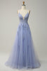 Load image into Gallery viewer, Dark Green Spaghetti Straps Tulle A Line Long Formal Dress with Appliques