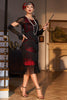 Load image into Gallery viewer, Black Red Beaded Gatsby Fringed Flapper Dress