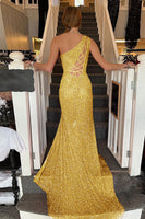 Load image into Gallery viewer, Sheath One Shoulder Red Long Formal Dress with Beading