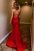 Load image into Gallery viewer, Blue Spaghetti Straps Mermaid Formal Dress