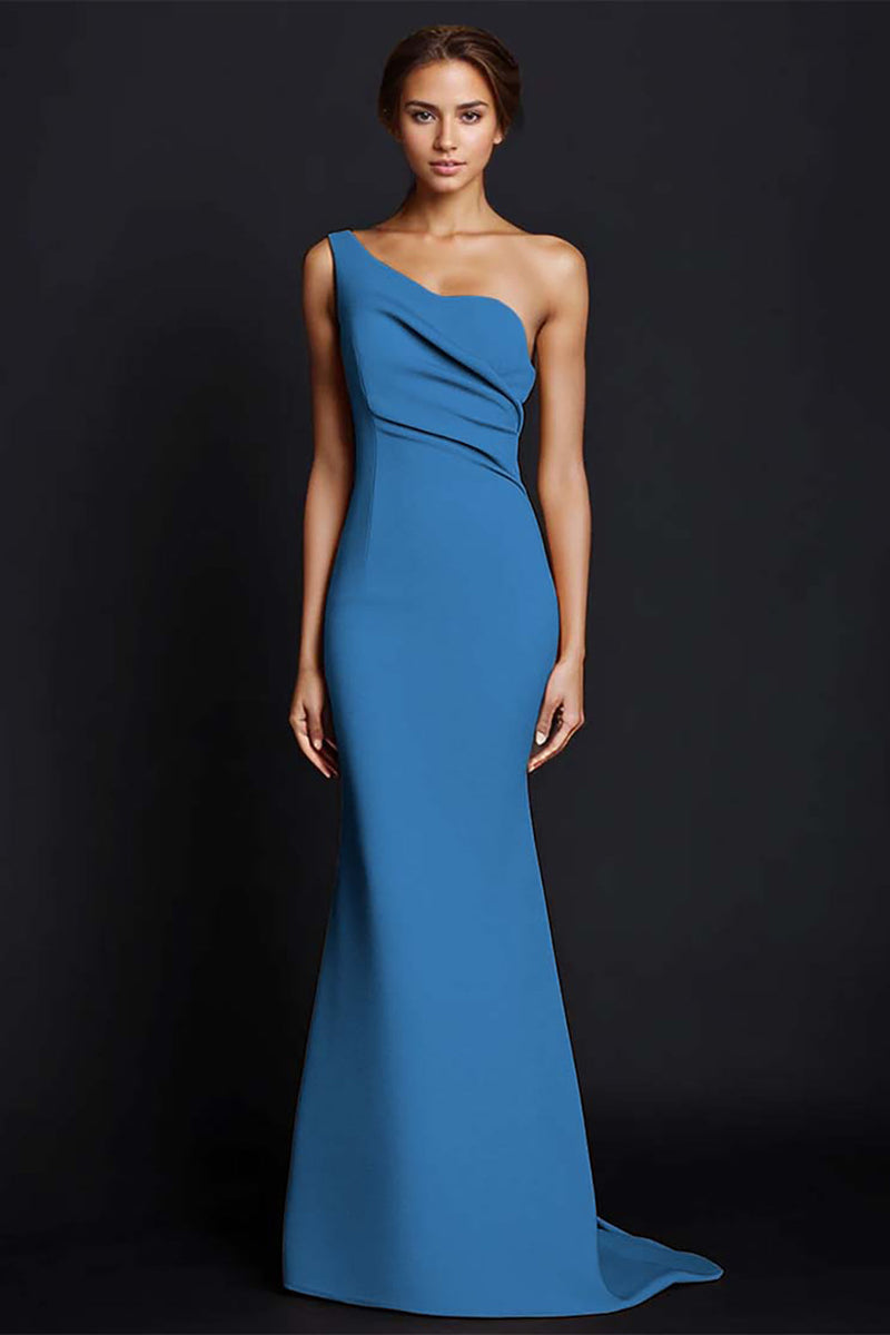Load image into Gallery viewer, Dusty Rose One Shouder Mermaid Long Satin Formal Dress