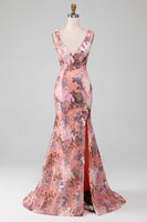 Load image into Gallery viewer, Blush Sparkly Sequin Mermaid Long Formal Dress With Slit