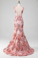 Load image into Gallery viewer, Blush Sparkly Sequin Mermaid Long Formal Dress With Slit