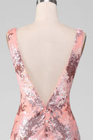 Load image into Gallery viewer, Blush Sparkly Sequin Mermaid Long Formal Dress With Slit