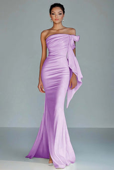 Black Strapless Mermaid Satin Long Formal Dress with Slit