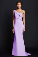 Load image into Gallery viewer, Dusty Rose One Shouder Mermaid Long Satin Formal Dress