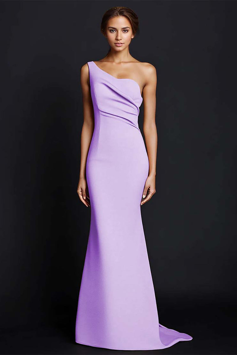 Load image into Gallery viewer, Dusty Rose One Shouder Mermaid Long Satin Formal Dress