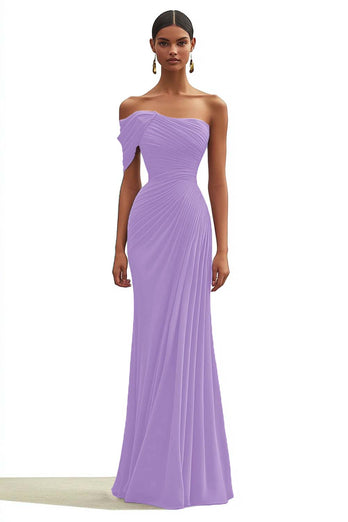 Dark Green Mermaid One Shoulder Ruched Long Formal Dress