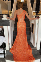 Load image into Gallery viewer, Sheath One Shoulder Red Long Formal Dress with Beading