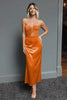 Load image into Gallery viewer, Dark Green Sheath Sweetheart Satin Long Formal Dress