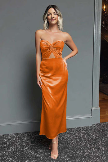 Dark Green Sheath Sweetheart Satin Long Formal Dress