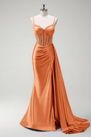 Load image into Gallery viewer, Sparkly Sage Mermaid Corset Beaded Long Formal Dress with Slit