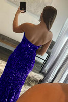 Load image into Gallery viewer, Mermaid Royal Blue Sequin Formal Dress