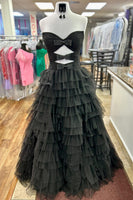 Load image into Gallery viewer, Fuchsia A-Line Sweetheart Tiered Long Formal Dress with Slit