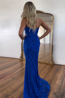 Load image into Gallery viewer, Sparkly Black Strapless Mermaid Long Formal Dress with Slit