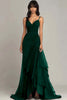 Load image into Gallery viewer, Ink Blue Spaghetti Straps Ruched Chiffon Long Formal Dress