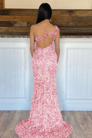 Load image into Gallery viewer, Mermaid One Shoulder Dark Purple Sequins Long Formal Dress