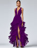 Load image into Gallery viewer, Royal Blue A Line V-Neck Ruffled Long Formal Dress with Slit
