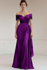Load image into Gallery viewer, Peacock Sheath Satin Ruched Off the Shoulder Long Formal Dress