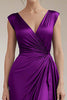 Load image into Gallery viewer, Peacock V-Neck Sheath Satin Long Formal Dress