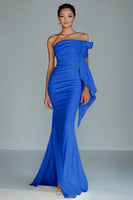 Load image into Gallery viewer, Black Strapless Mermaid Satin Long Formal Dress with Slit