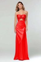 Load image into Gallery viewer, Black Sweetheart Sheath Satin Long Formal Dress