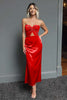 Load image into Gallery viewer, Dark Green Sheath Sweetheart Satin Long Formal Dress