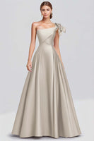 Load image into Gallery viewer, Dusty Sage Ball Gown One Shoulder Satin Long Formal Dress