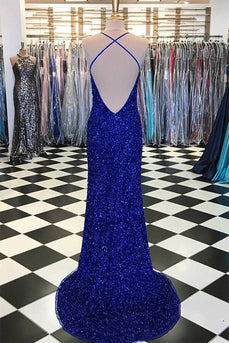 Royal Blue Sequin Mermaid Formal Dress