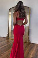 Load image into Gallery viewer, Red Spaghetti Straps Cut Out Long Formal Dress with Slit